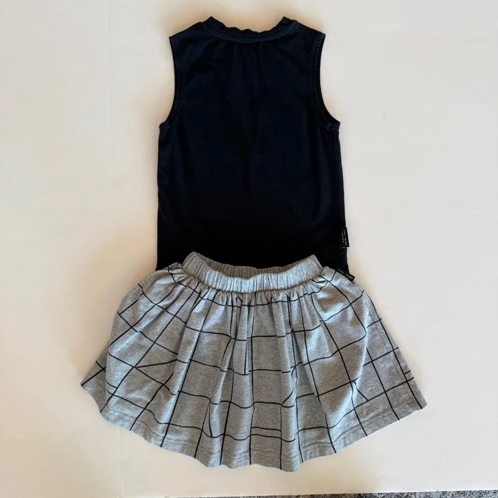 Tiny Tribe Australia Geo Tank & Skirt Set | Black + Grey | Girls Size 5
